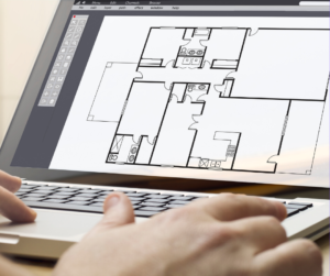 House plans on screen represent owner builder kit plans